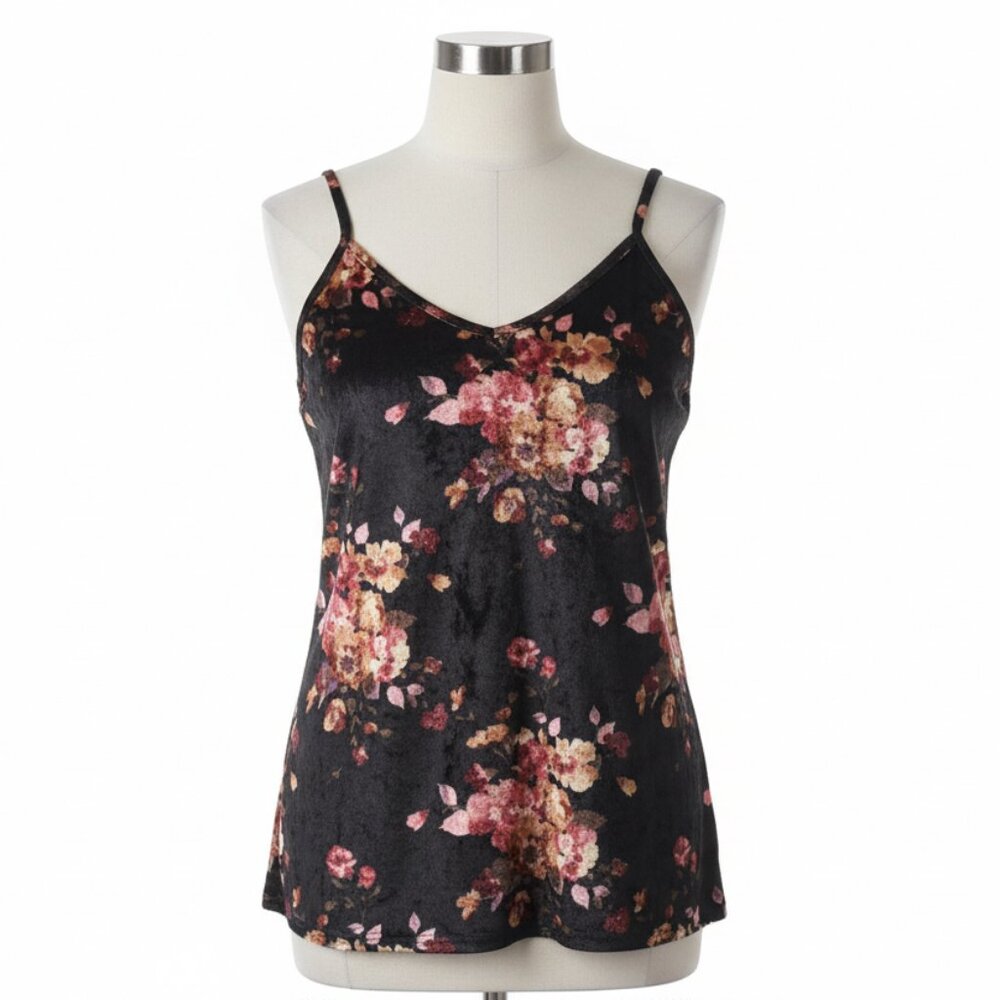 Maurices Black Floral Velvet Camisole